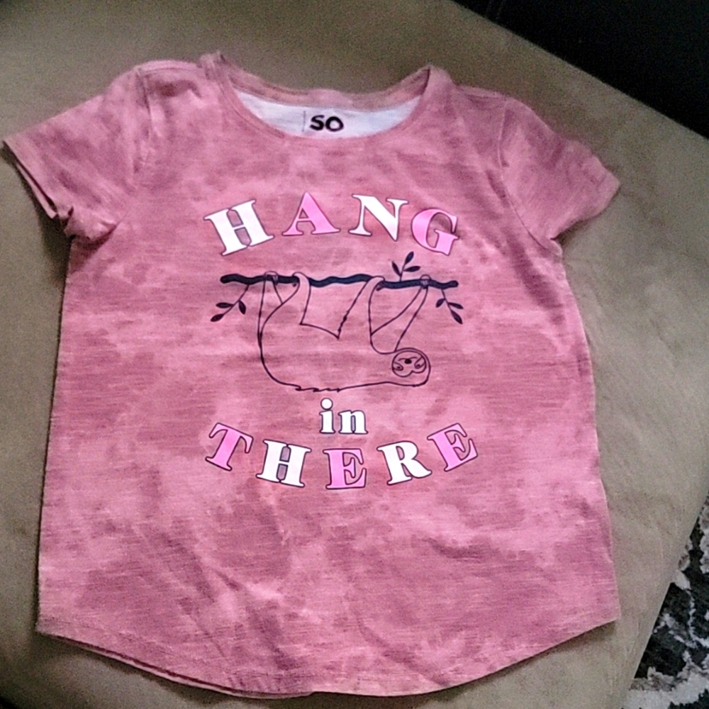 Girls pink sloth tshirt size medium 8 girls